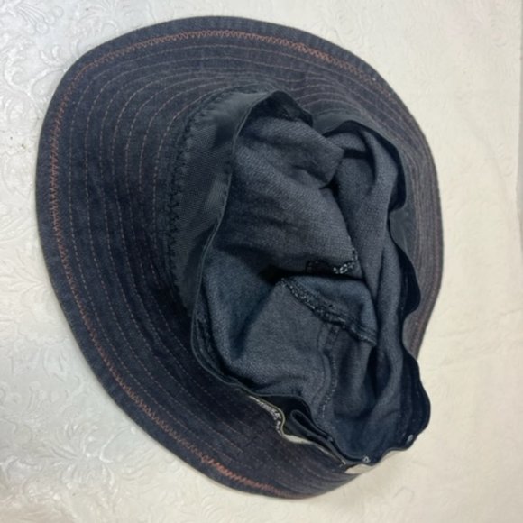 Floppy Sun Hat Black Brown Stitched Cotton Blend Daniele Meucci Made in Italy - Picture 6 of 10